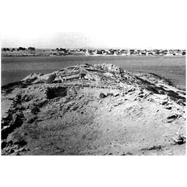 Black and white photo of Plate 25C. View of the Sponge-Divers House (S101), and the island's Southern Cluster, from the north.