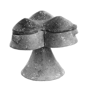 Black and white photo of Figure 457. Straight-sided pyxis kernos on stand: 203.3/203.7+ 203.15/HN 3891 from Tomb 203.