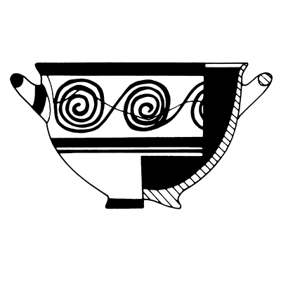 Black and white drawing of Figure 8.11. Krateriskoi and deep bowls.