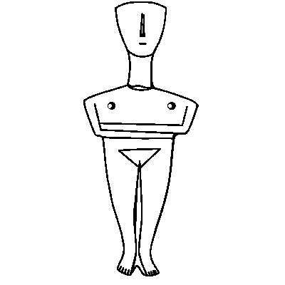 Black and white drawing of chapter icon which is a Figurine from Stratum III.