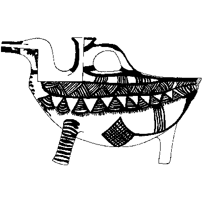 Black and white drawing from Figure 4. Type I Figural: duck (68);