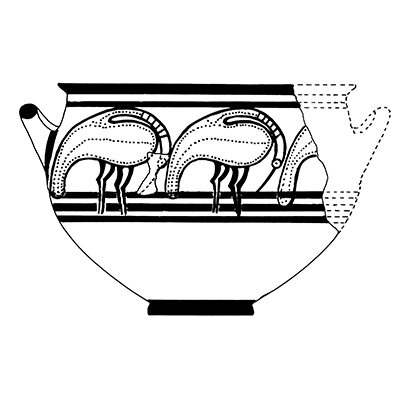 Black and white drawing of Figure 123. Pictorial Pottery 1373.