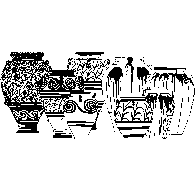 Black and white drawing of Figure 8. Pithoi from LM I contexts: Forms 73, 74, 67, 76, 63, 53, 72, and 60.