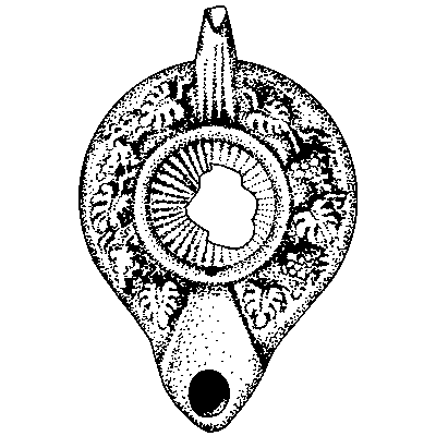 Black and white drawing of Figure 6.1. Roman lamp, Group I (RL1).