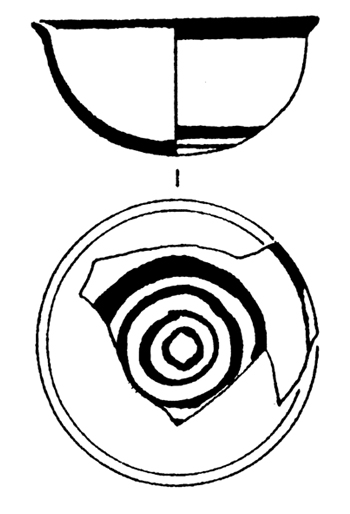 Black and white drawing of Fig. 7:1. Late Bronze Age Aegean pottery. Marsa Matruh II