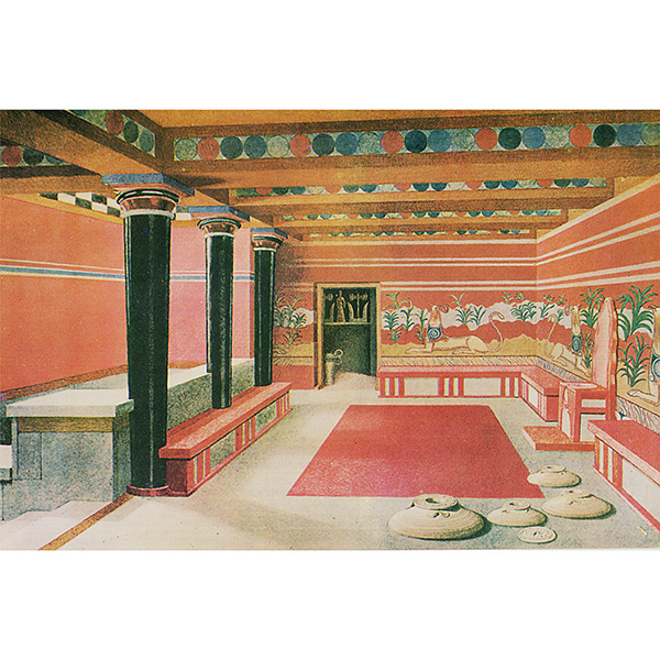 Color photo of Figure 5.4. Knossos palace, Throne Room, restored, looking west. Evans 1921–1935, IV, part II, frontispiece.