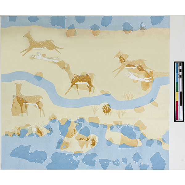 Color image of Figure 7.17A. Visualization of Deer and Dogs. Watercolor L. Morgan.